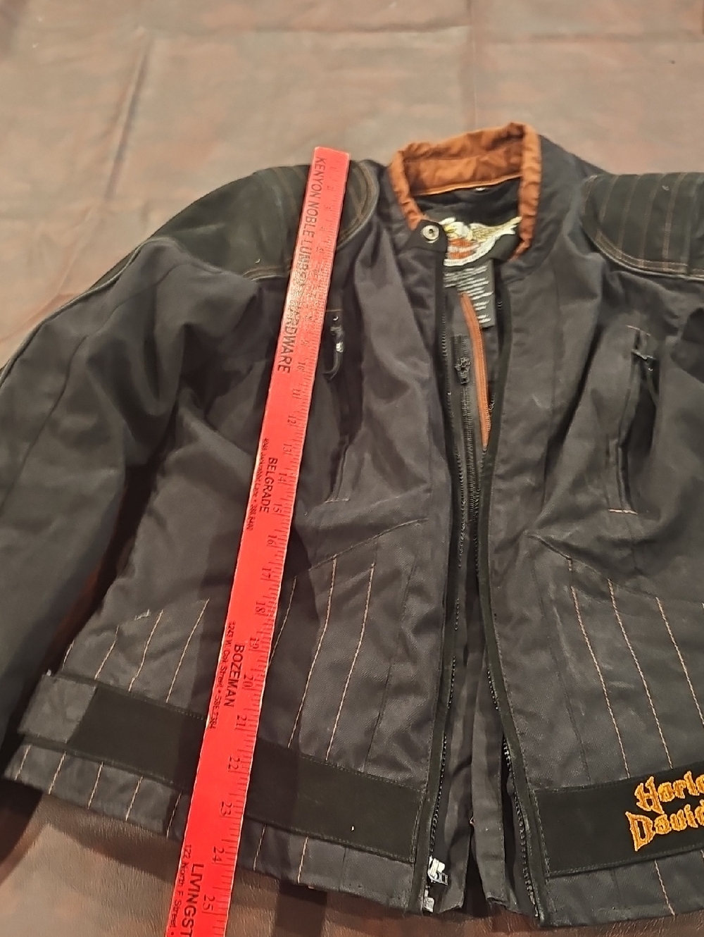 Q Womens Black And Orange Harley Davidson Jacket - Picture 4 of 14